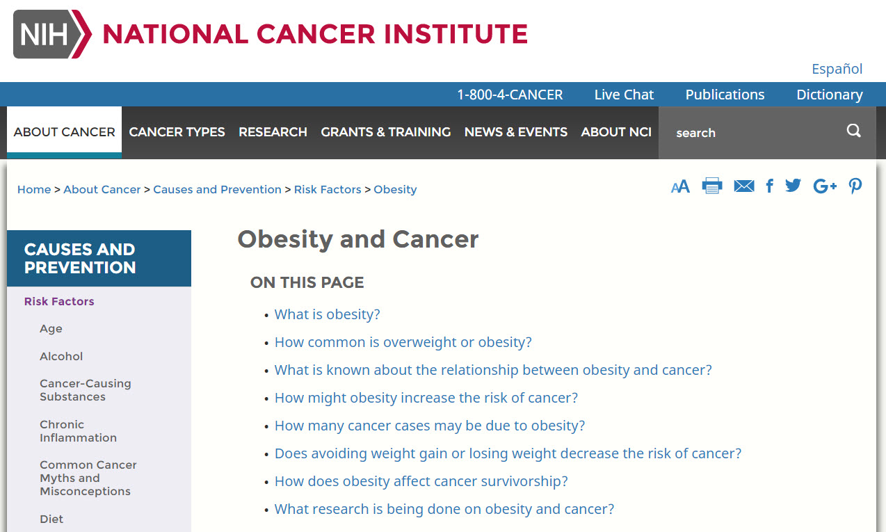 Learn About Obesity And Cancer Risk | NIH News In Health