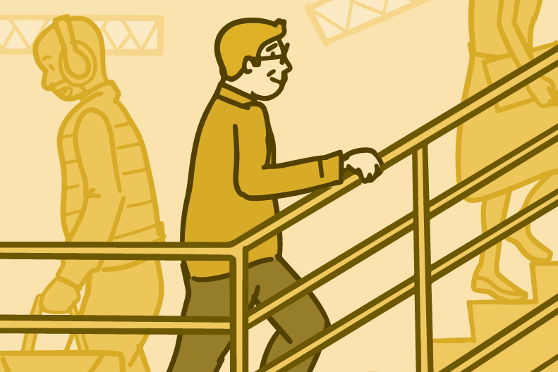 Illustration of people taking the stairs