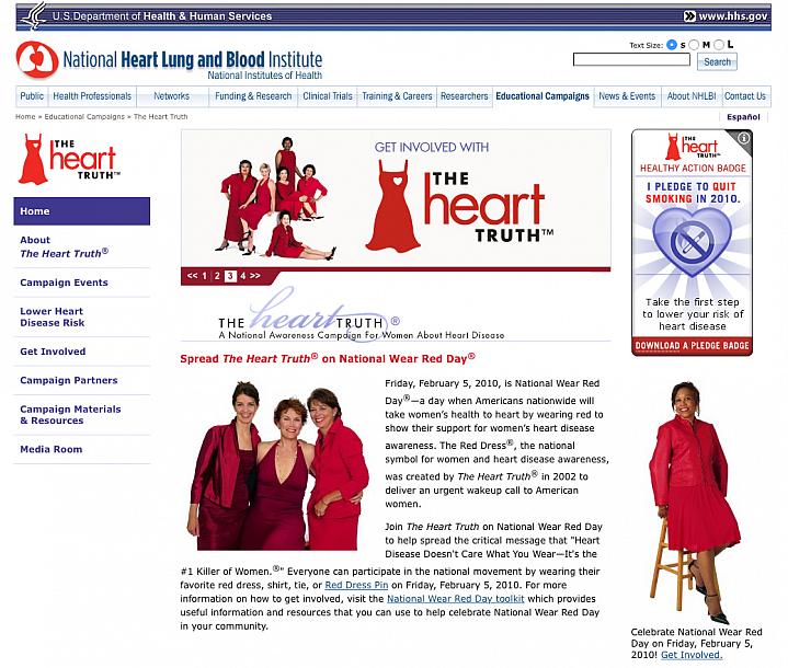 Screenshot of The Heart Truth web site.