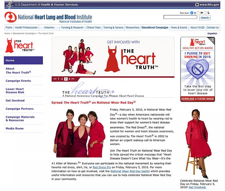 Screenshot of The Heart Truth web site Screenshot of The Heart Truth web site.