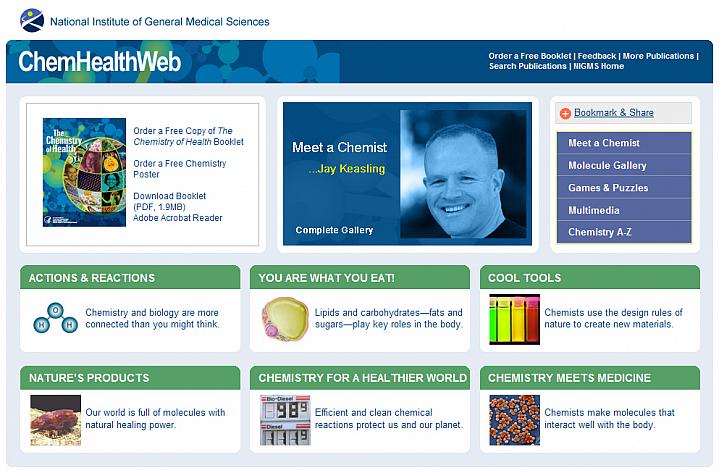 Screenshot of the ChemHealthWeb web site.