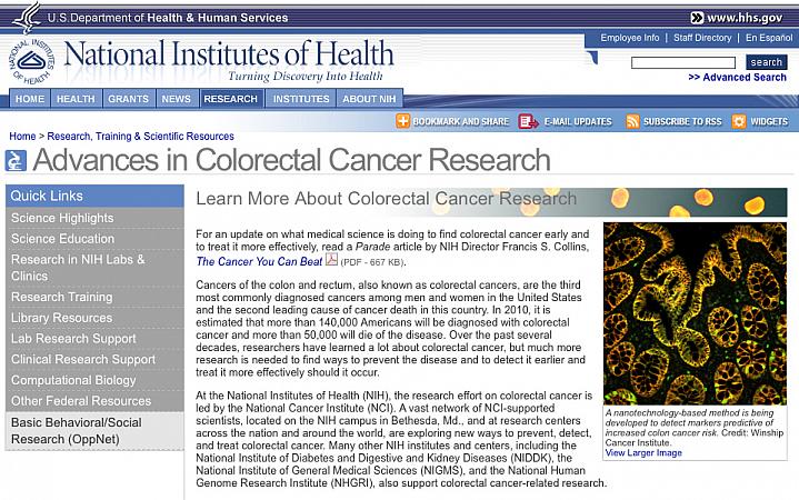 Screenshot of Advances in Colorectal Cancer Research web site Screenshot of Advances in Colorectal Cancer Research web site.