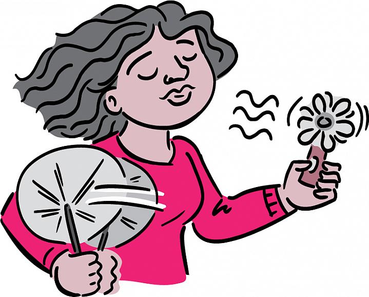 Cartoon of a woman fanning herself Cartoon of a woman fanning herself.