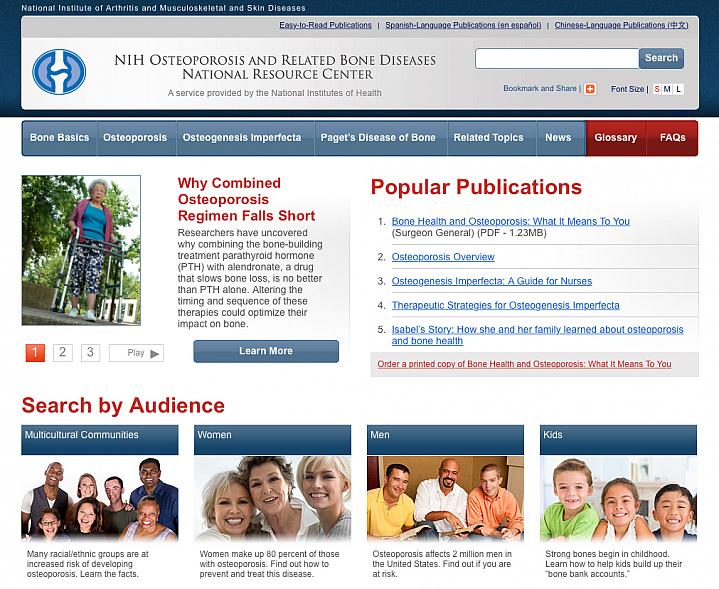 Screenshot of the Bone Resource Center web site.