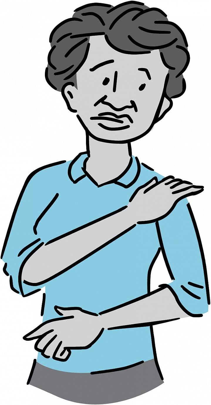Illustration of a woman rubbing her own shoulder Illustration of a woman rubbing her own shoulder.