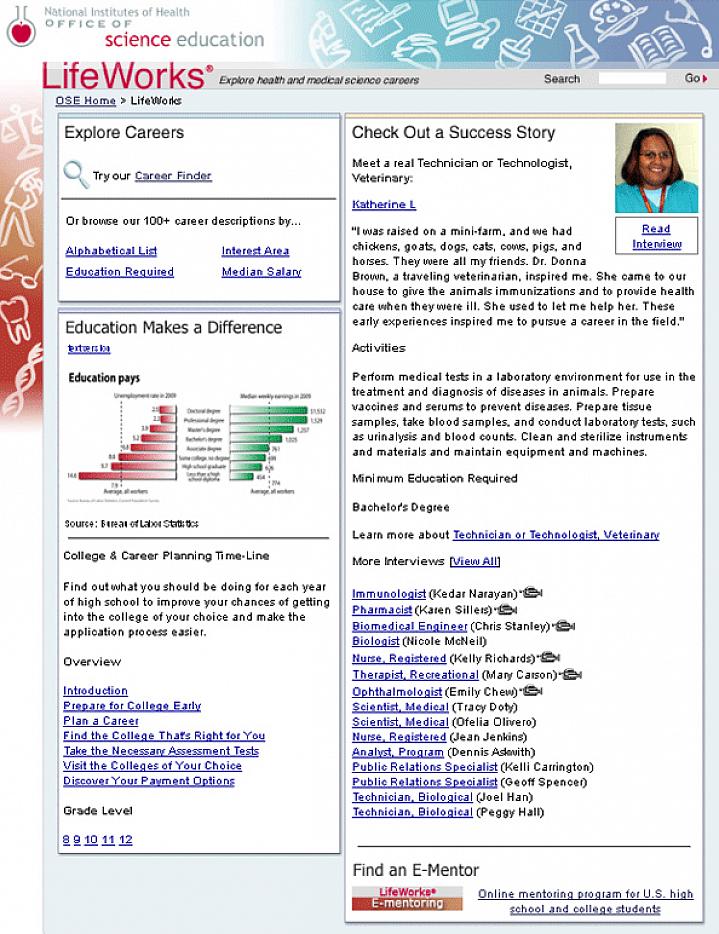 Screen capture of LifeWorks website