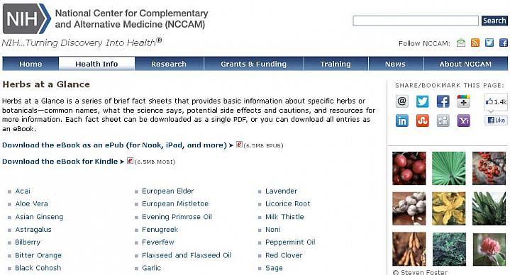 Screen capture of the homepage for Herbs at a Glance Screen capture of the homepage for Herbs at a Glance.
