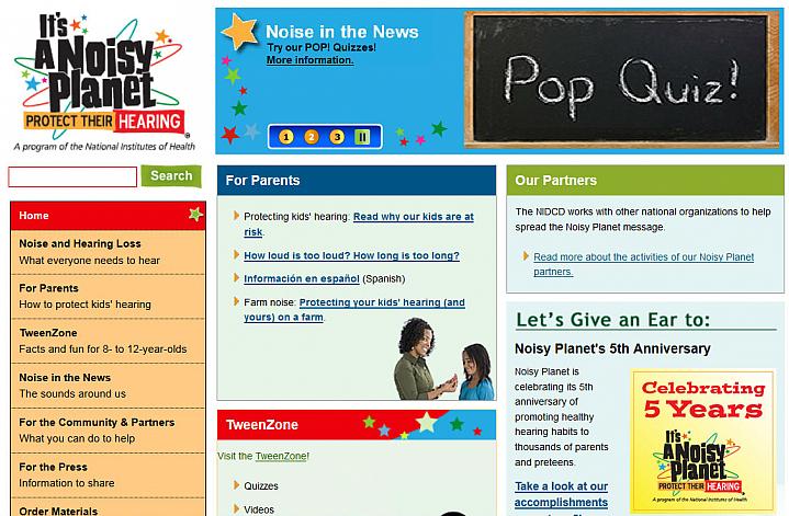 Screen capture of the homepage for It's a Noisy Planet website Screen capture of the homepage for It's a Noisy Planet website.