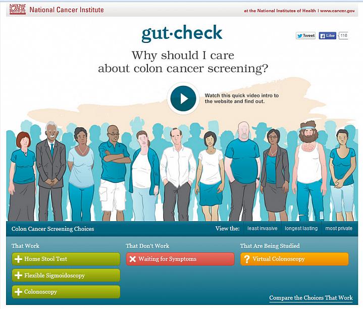 Screen capture of the homepage for the Gut Check website.