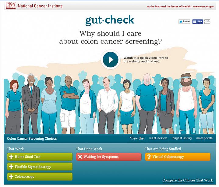 Screen capture of the homepage for the Gut Check website Screen capture of the homepage for the Gut Check website.