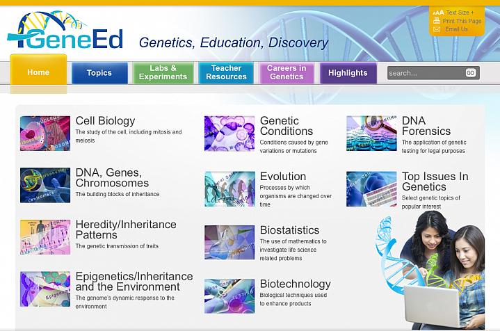Screen capture of the GenEd homepage.