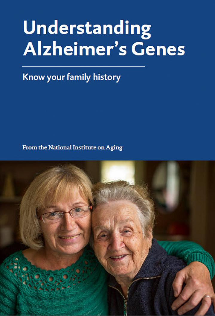 Booklet cover page shows an older woman embracing her elderly mother. Booklet cover page shows an older woman embracing her elderly mother.