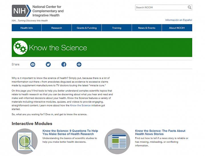 Screenshot of the Know the Science website