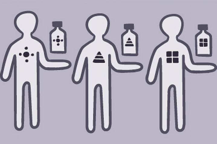 Illustration of people holding medication. Illustration of people holding medication.