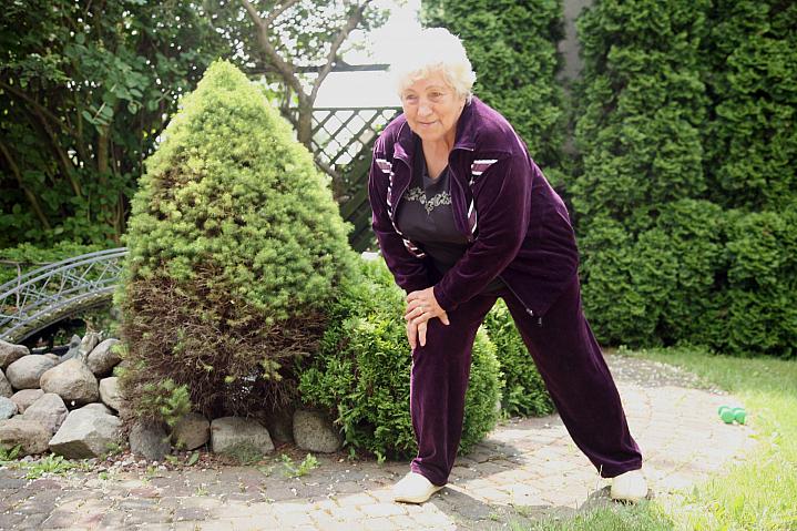 Overweight senior woman exercising Overweight senior woman exercising