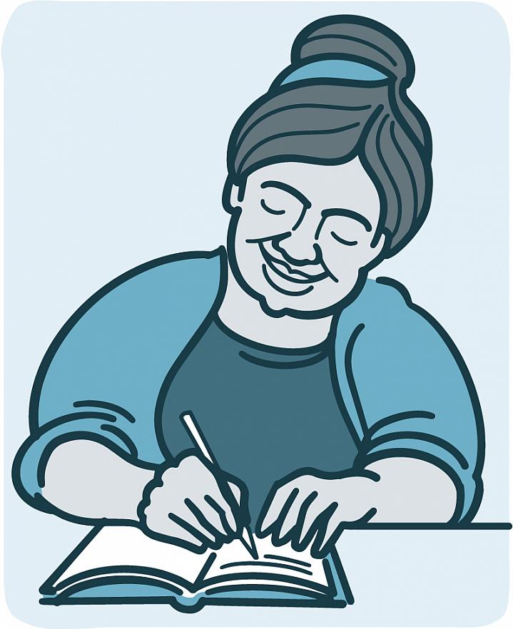 Illustration of a woman journaling