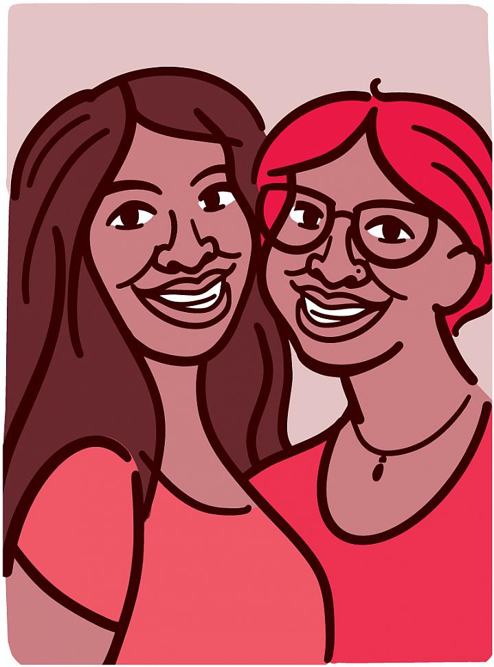 Illustration of twin girls Illustration of twin girls