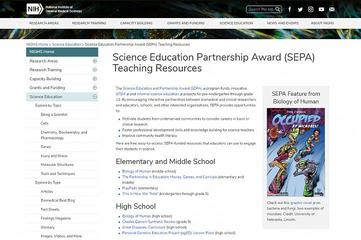 Screenshot STEM teaching tools website Screenshot STEM teaching tools website