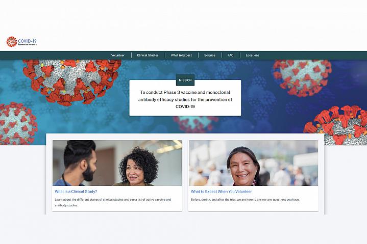 Screenshot of the COVID-19 Prevention Network website