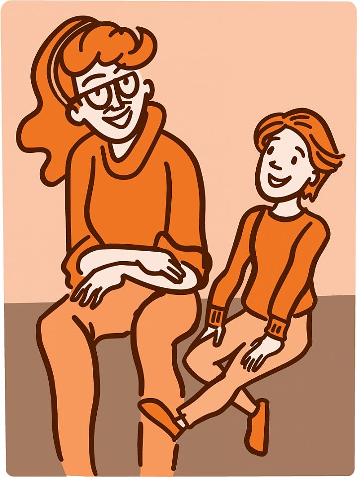 Illustration of a mother speaking with her child Illustration of a mother speaking with her child