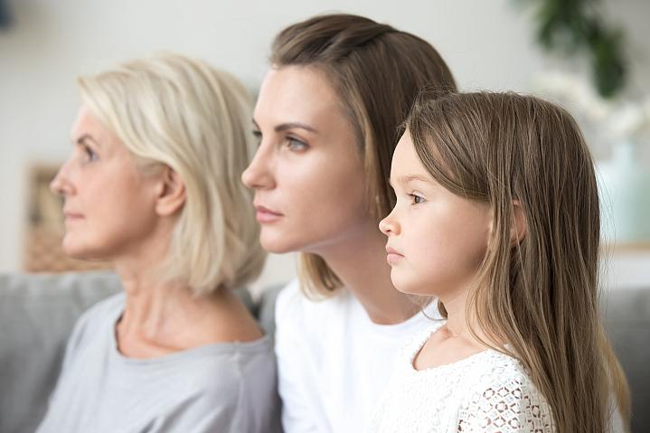 Portrait of a grandmother, mother, and daughter