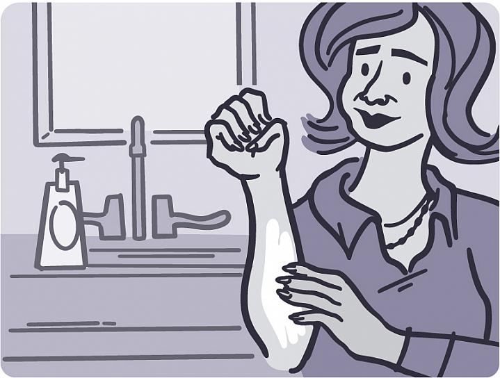 Illustration of a person putting cream on their arm Illustration of a person putting cream on their arm