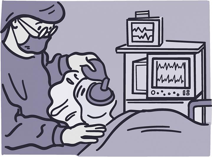Illustration of a person undergoing anesthesia Illustration of a person undergoing anesthesia