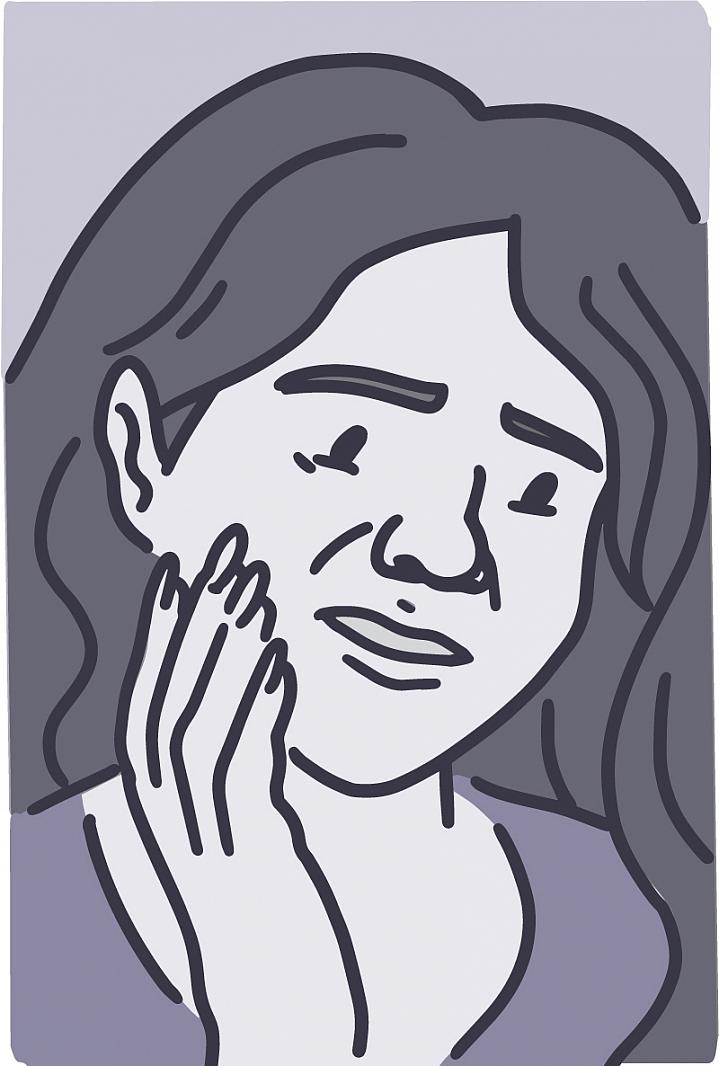 Illustration of a woman holding her jaw in pain Illustration of a woman holding her jaw in pain