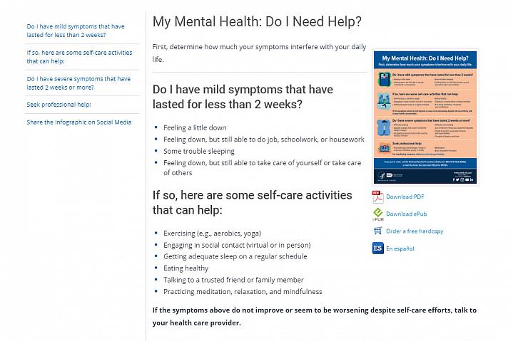 Screenshot of the My Mental Health website