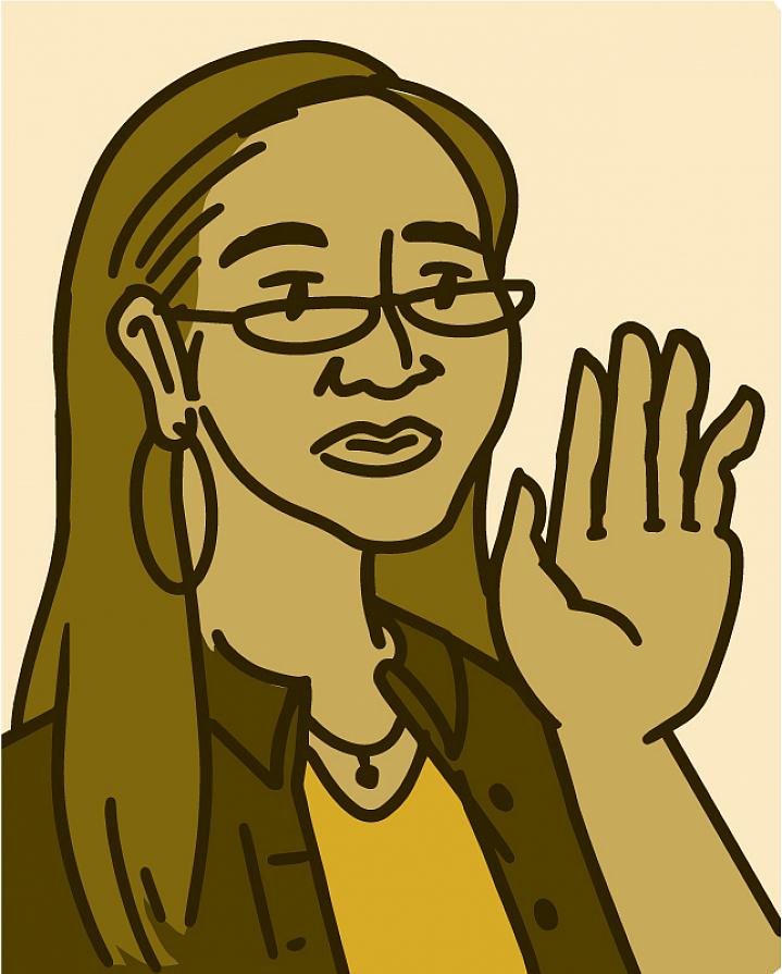 Illustration of a woman looking at her nails Illustration of a woman looking at her nails