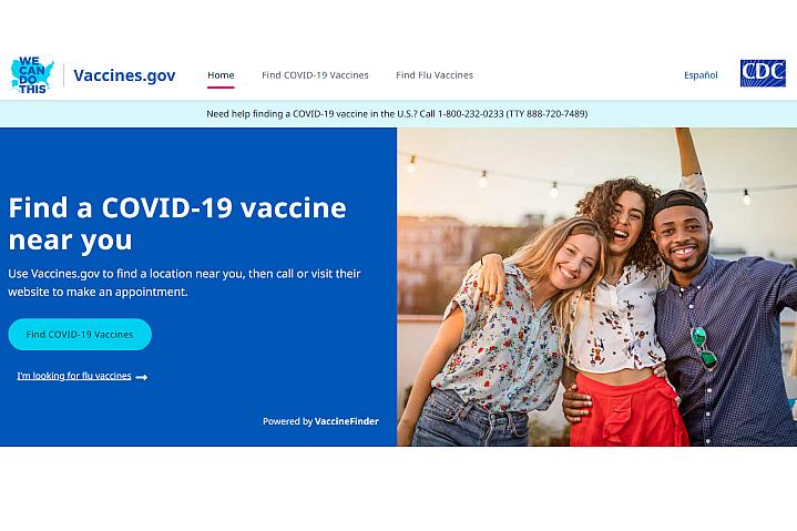 Screenshot of the Vaccines.gov website Screenshot of the Vaccines.gov website