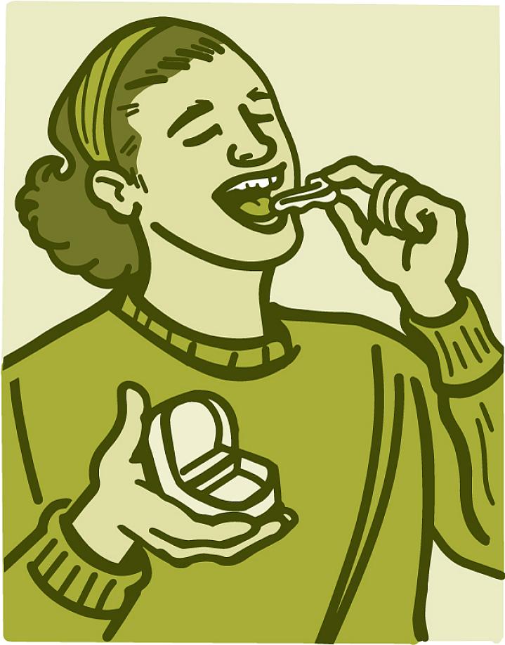 Illustration of a person putting in their mouthguard Illustration of a person putting in their mouthguard