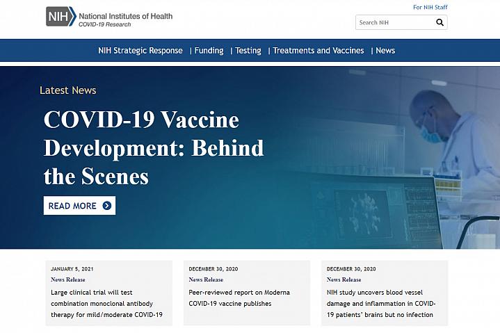 NIH COVID-19 Research website screenshot NIH COVID-19 Research website screenshot