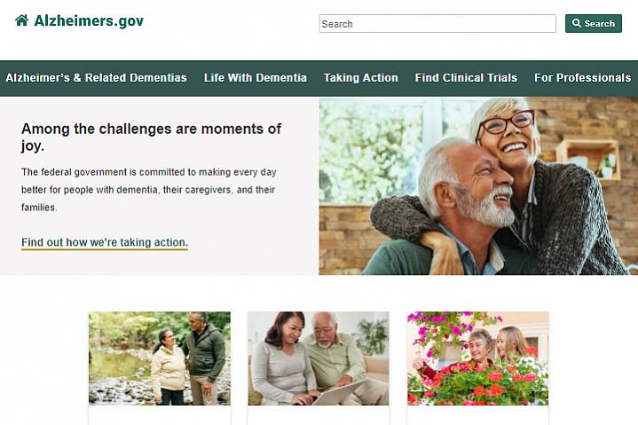 Screenshot of the Alzheimers.gov website