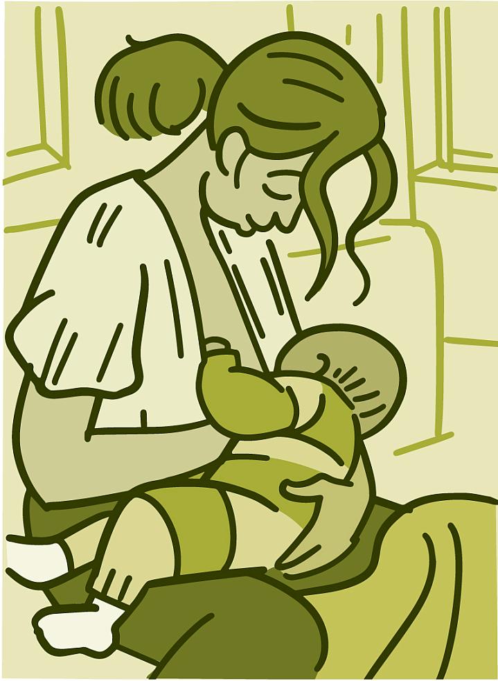 Illustration of a woman breastfeeding
