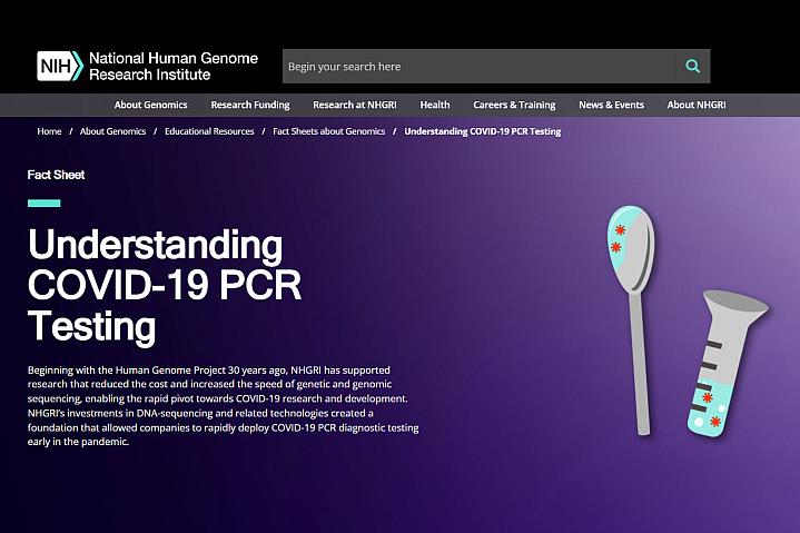 Screenshot of the Understanding COVID-19 PCR Testing website Screenshot of the Understanding COVID-19 PCR Testing website