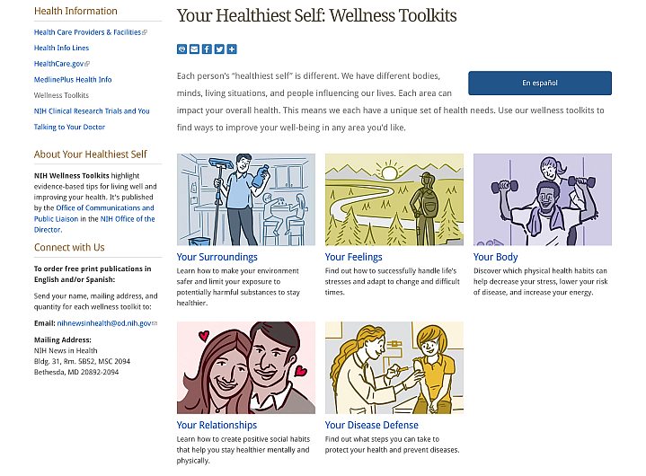Screenshot of NIH’s Your Healthiest Self website Screenshot of NIH’s Your Healthiest Self website