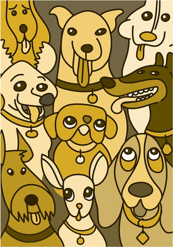 Illustration of different types of dog breeds Illustration of different types of dog breeds.