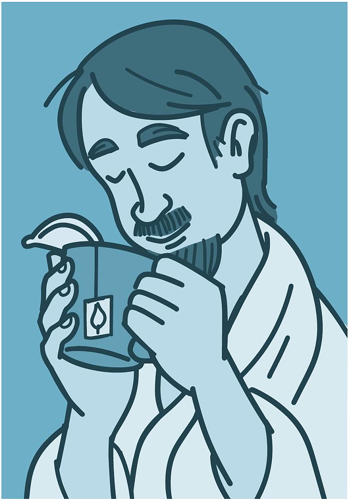 Illustration of a man drinking tea Illustration of a man drinking tea.